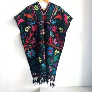 Vintage Colourful Embroidered Poncho Cape